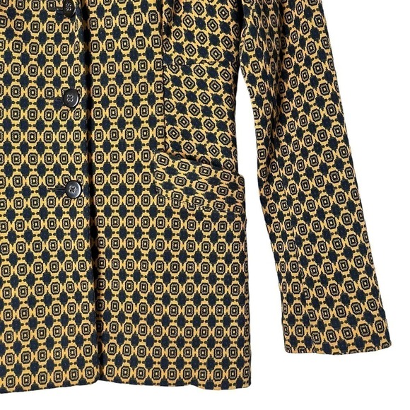 Cabi Kensington Proper Standout Blazer Jacket in Yellow Navy Medallion Motif, XS - Picture 7 of 16